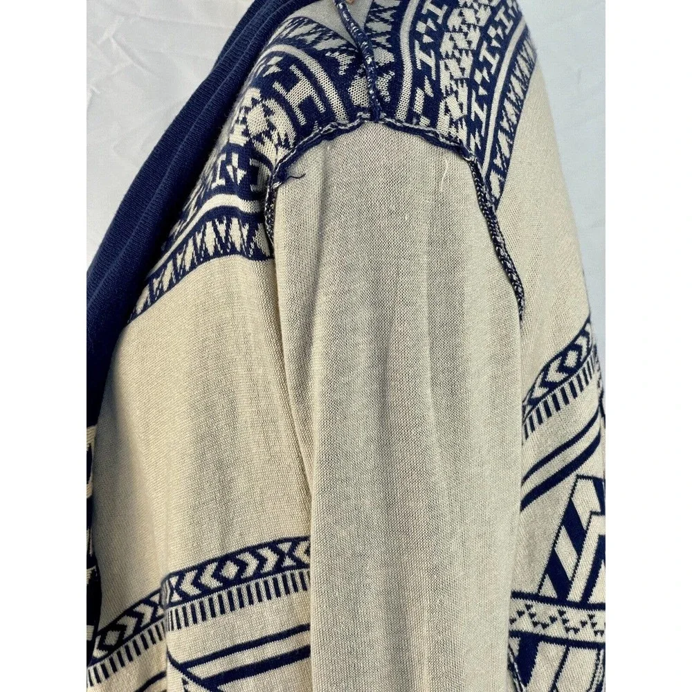Flying Tomato Aztec Indian Navajo Reversible Cardigan Navy & Cream Big Size S - Picture 9 of 13